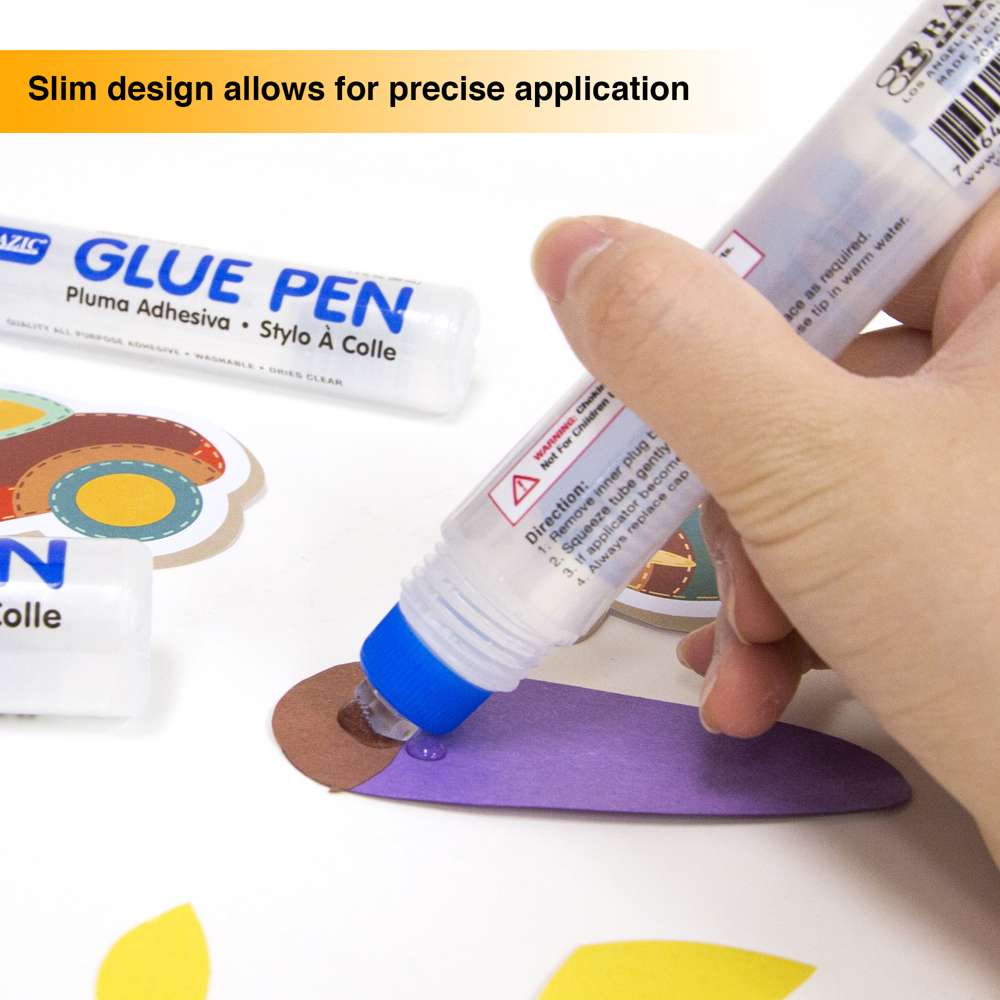 Set of 3 Glue Pens Non Toxic Adhesive Dries Clear Permanent Strong Applicators