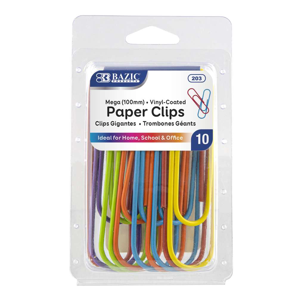 Paper Clips (100mm) Mega Color (10/Pack)