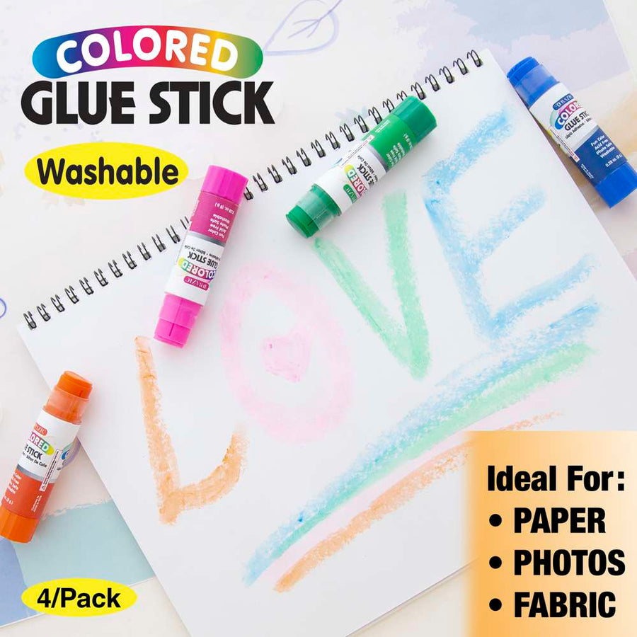 Glue Stick Washable 4 Colored 0.28 oz (8g)