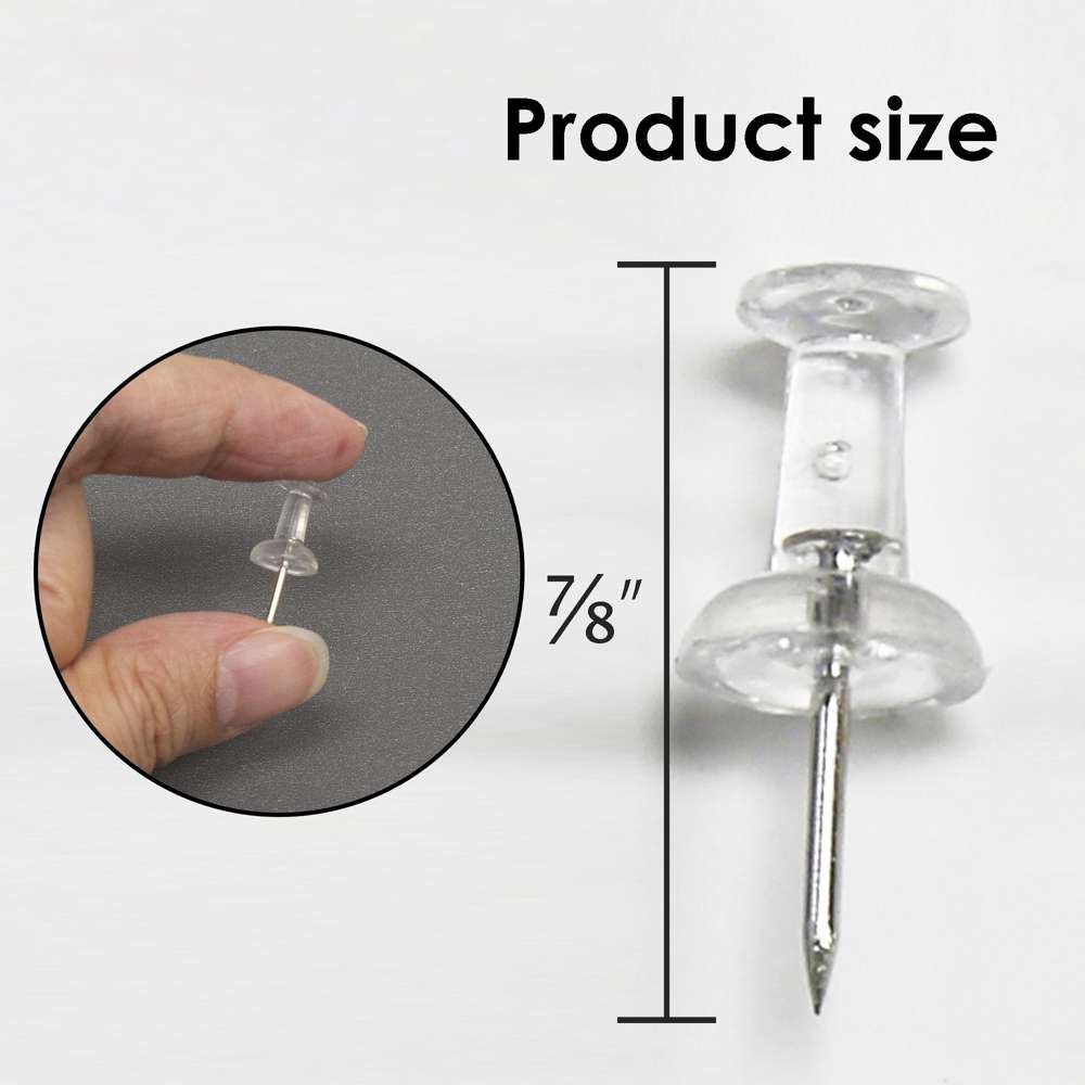 Bazic Clear Transparent Push Pins (100/Pack)