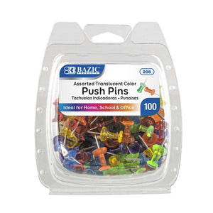 Push Pins Assorted Transparent Color (100/Pack)