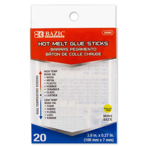 Hot Melt Glue Sticks Dual Temp. Mini Size 3.9" x 0.27" (20/Box)