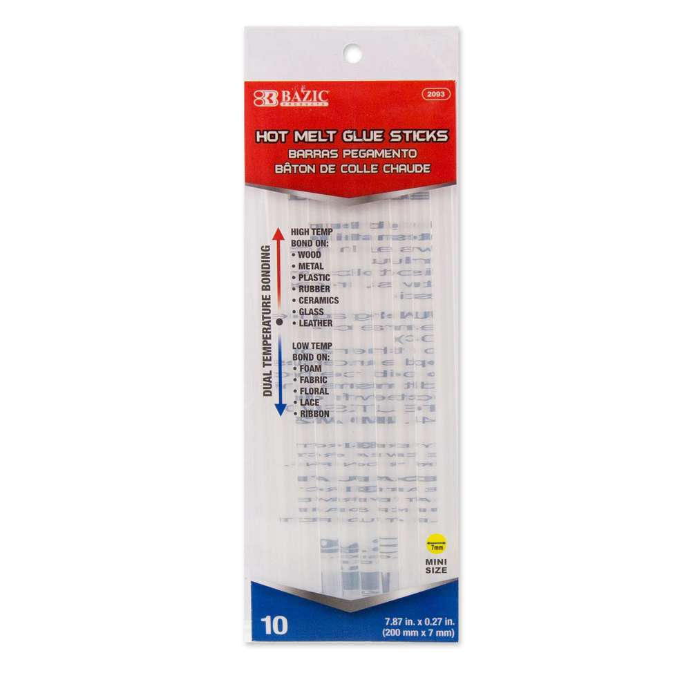 Hot Melt Glue Sticks Dual Temp. Mini Size 7.87" x 0.27" (10/Box)