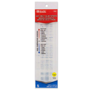 Hot Melt Glue Sticks Dual Temp. Full Size 7.87" x 0.43" (5/Box)