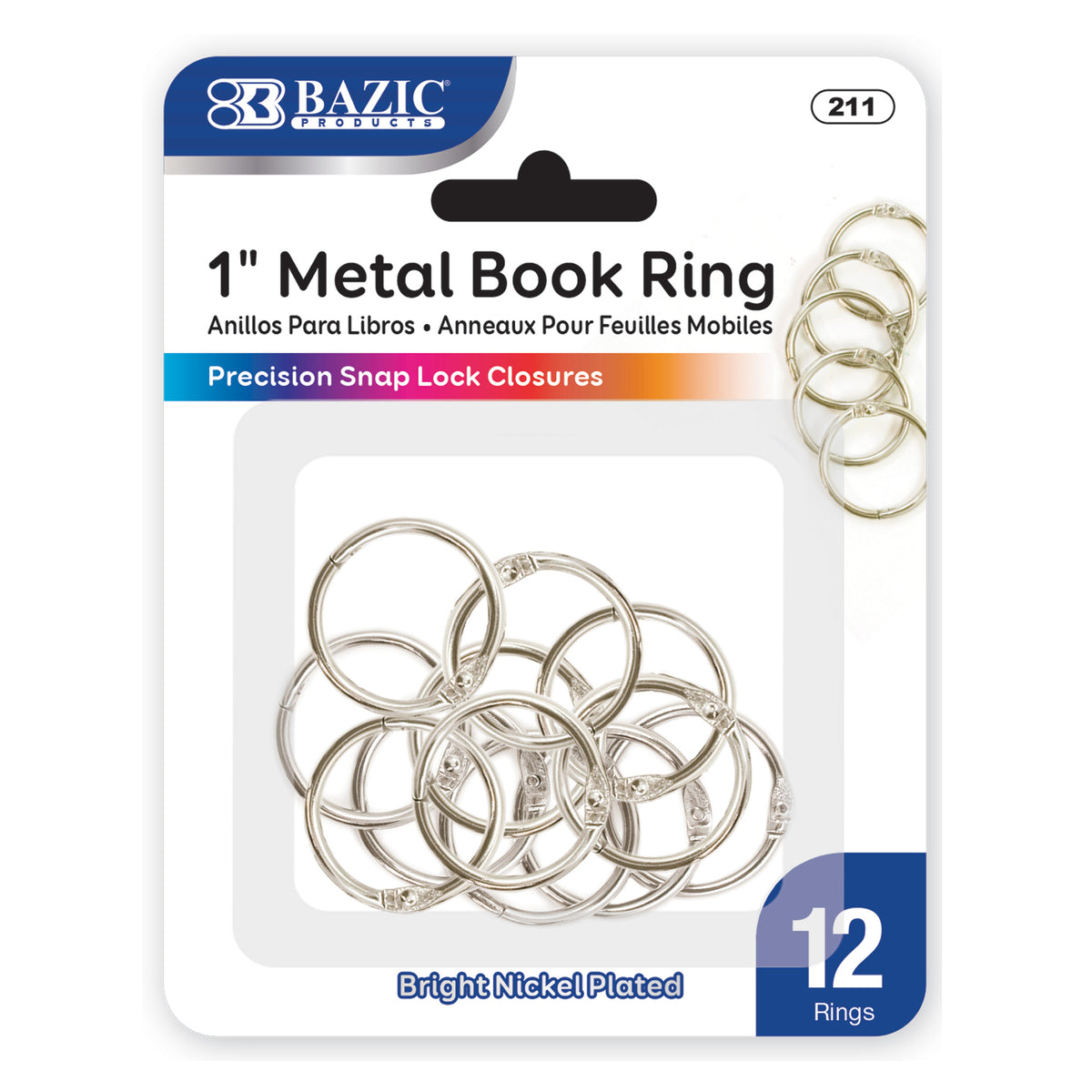 1" Metal Book Rings (12/Pack)