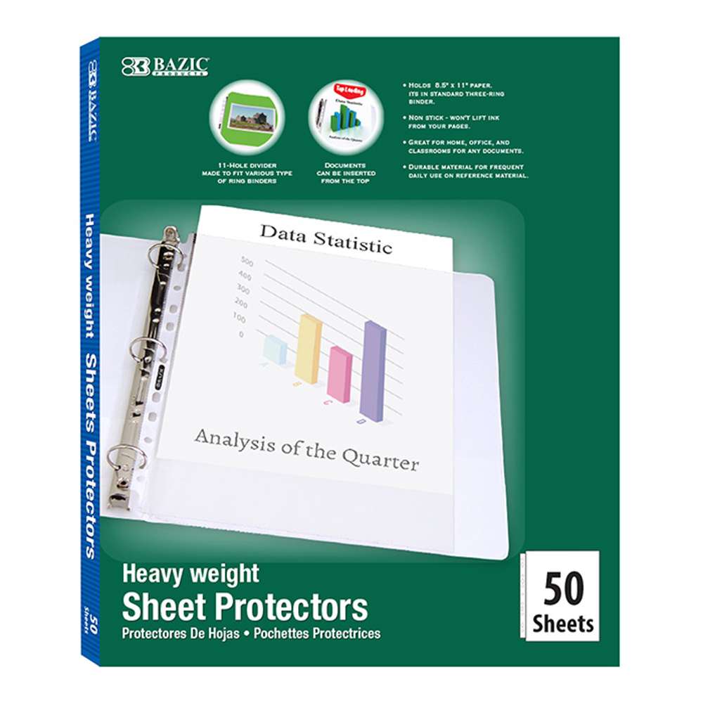 Sheet Protectors for 3 Ring Binder - 500 Premium Clear Plastic Page Protectors  3
