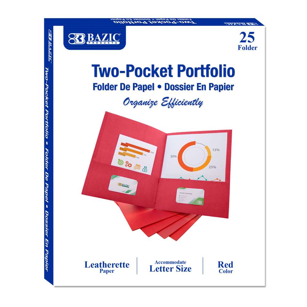 2-Pockets Portfolios Premium Red Color (25/Box)