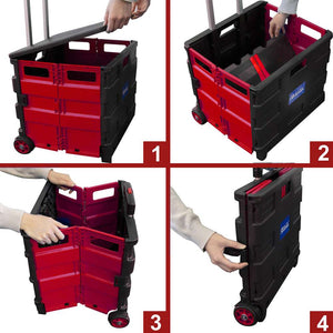 Foldable Utility Cart w/ Lid Cover Red 16" X 18" X 15"
