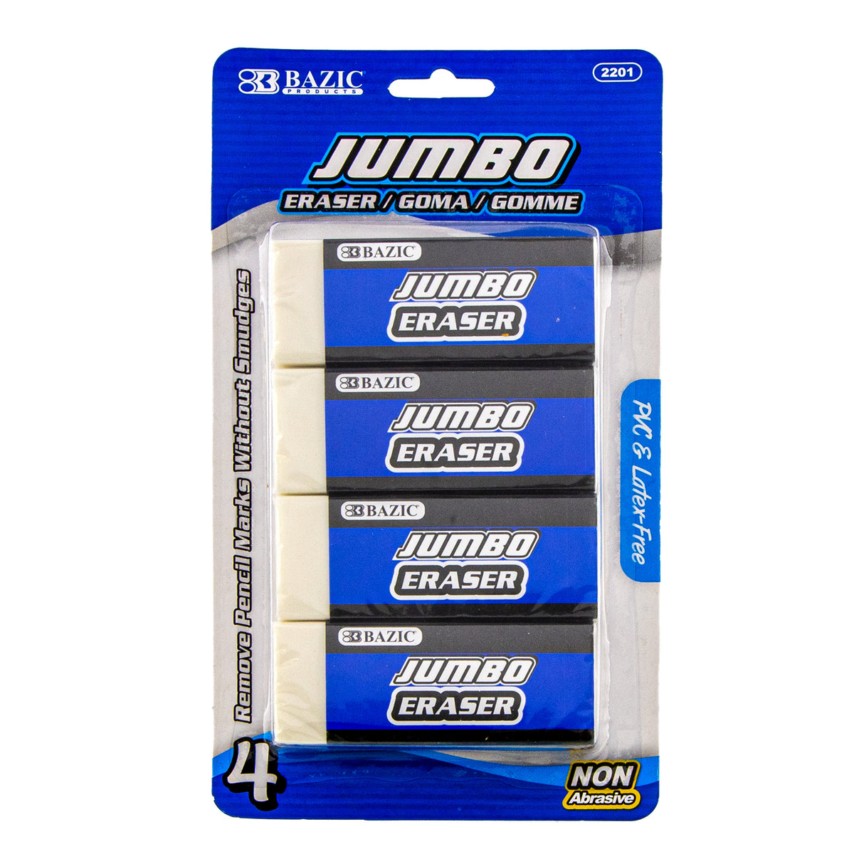 BAZIC Jumbo Block Erasers, Latex-Free, PVC-Free