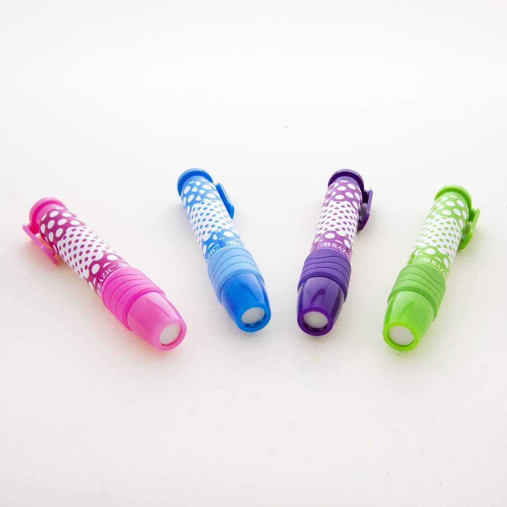 Retractable Mechanical Eraser Pen, Pen-Style Erasers Assorted Color, 4 Pack