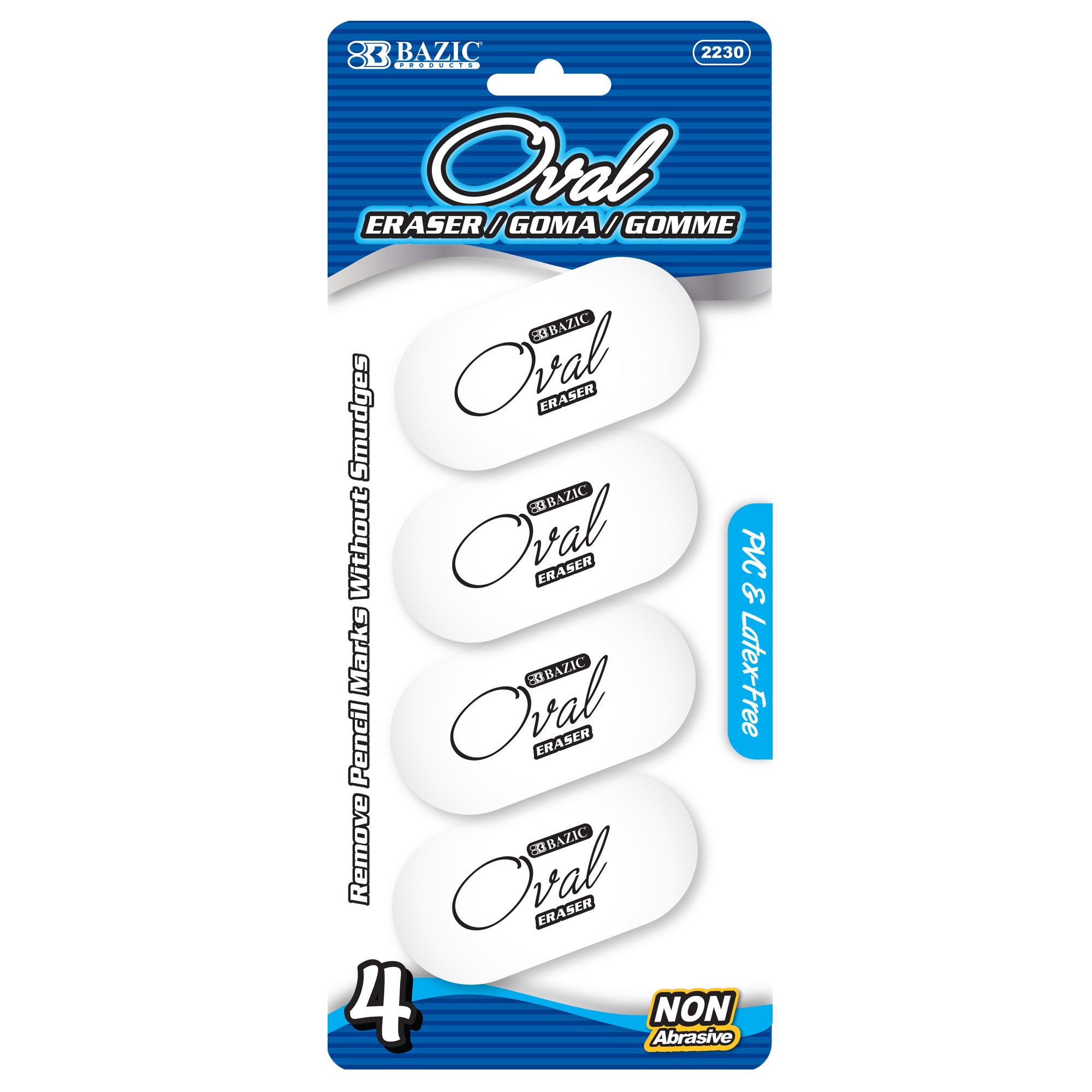 White Oval Eraser (4/Pack)