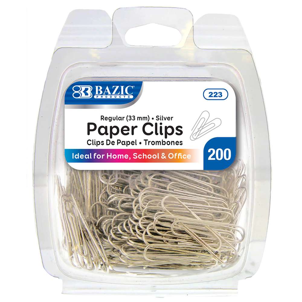 Paper Clip (33mm) No.1 Regular Silver (200/Pack)