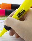 Yellow Desk Style Fluorescent Highlighters w/ Cushion Grip (3/Pack)