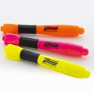 Desk Style Fluorescent Highlighters w/ Cushion Grip (3/Pack) Yellow