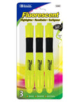 Yellow Desk Style Fluorescent Highlighters w/ Cushion Grip (3/Pack)