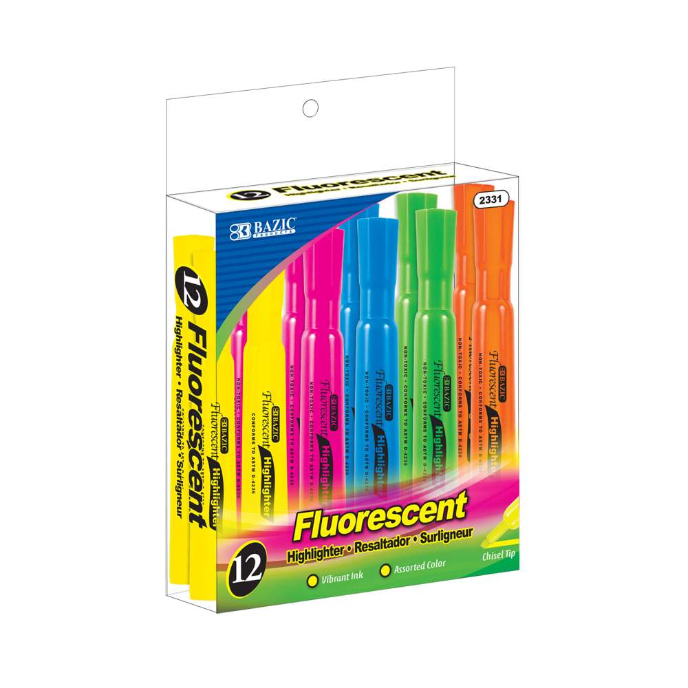Desk Style (Pack) Fluorescent Highlighters Asst Color (12/Pack)