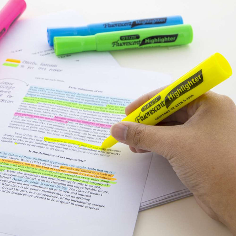 Desk Style (Pack) Fluorescent Highlighters Yellow (12/Pack)