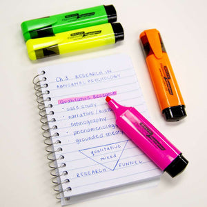 Fluorescent Highlighters w/ Pocket Clip (3/Pack)