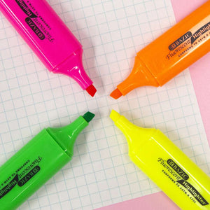 Fluorescent Highlighters w/ Pocket Clip (4/Pack)