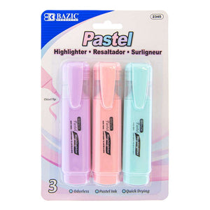 Pastel Highlighters w/ Pocket Clip (3/Pack)