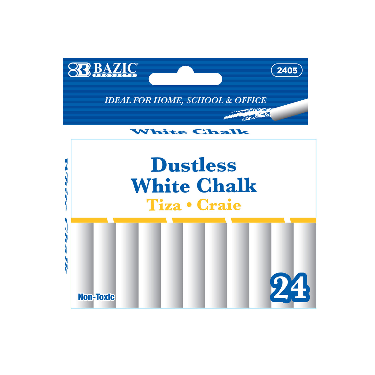 BAZIC Dustless White Chalk, 24-box