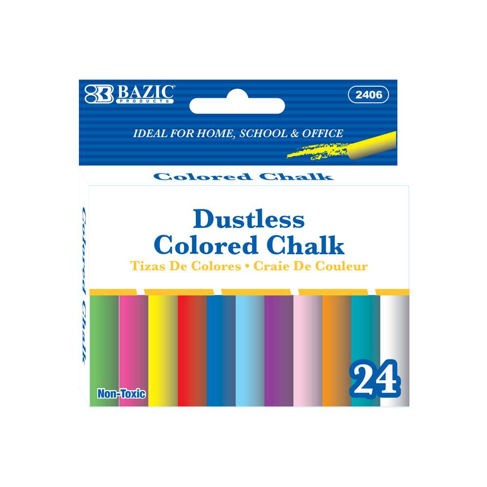Dustless Assorted Color Chalk (24/Box)