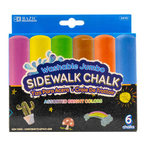 Jumbo Washable Sidewalk Chalks (6/Pack)