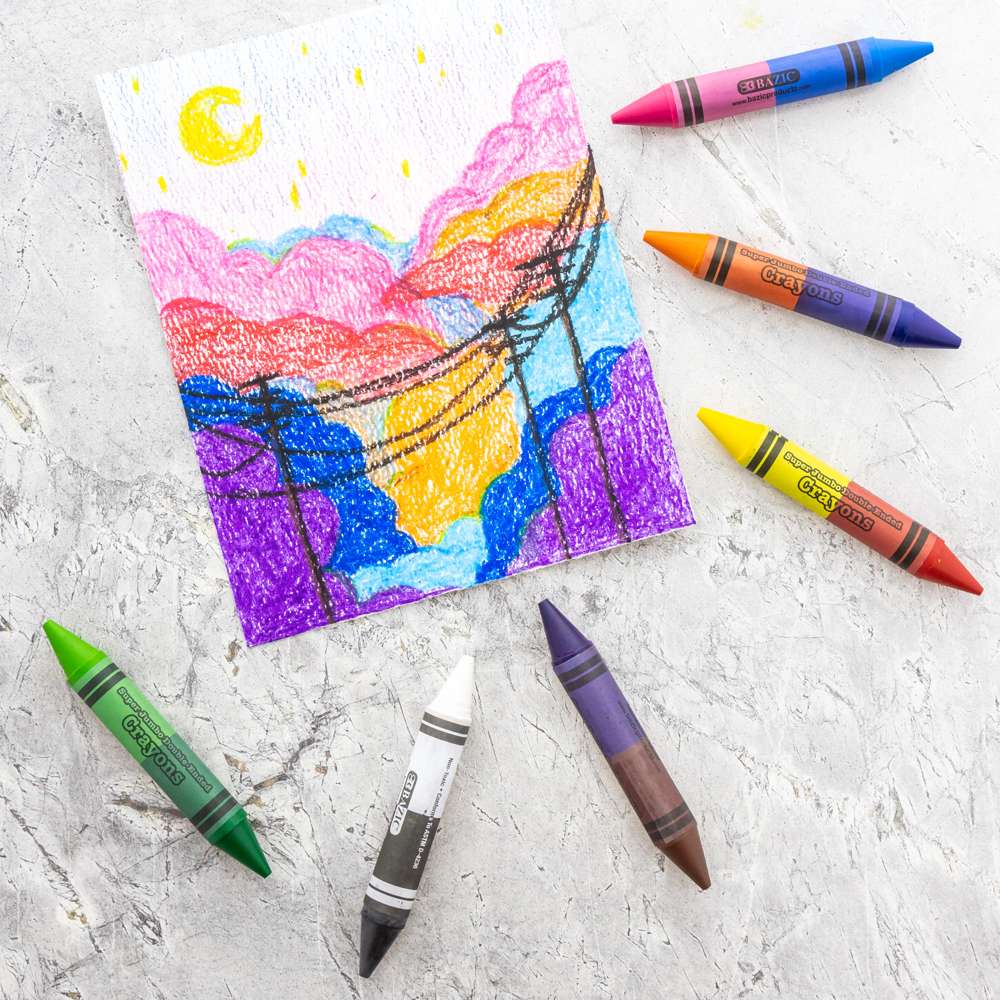 BAZIC Crayons Super Jumbo 8 colores, juego de crayones para colorear  surtidos, crayones de dibujo no tóxicos para arte escolar, regalo para  niños