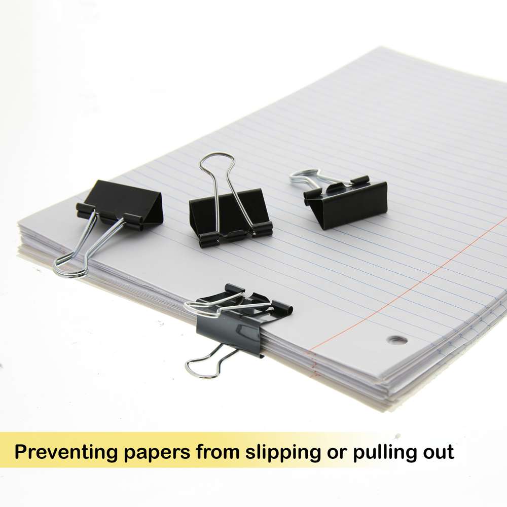 Bull Clips Oversized, 2-Pack Stainless Steel Jumbo Paper Clips (Black) 
