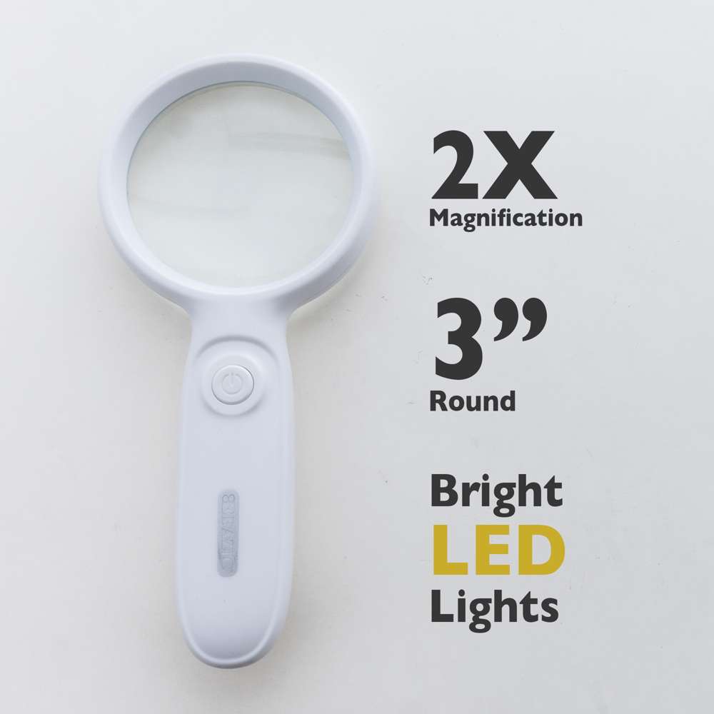 Handheld Magnifier with LED Light 2x Magnification | Esslinger