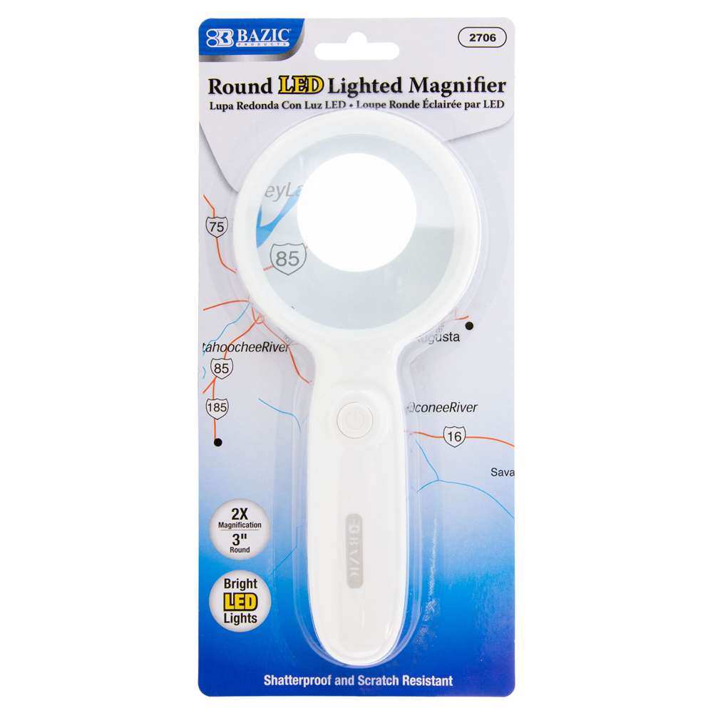 BAZIC 3 in Round 2x LED Lighted Magnifier