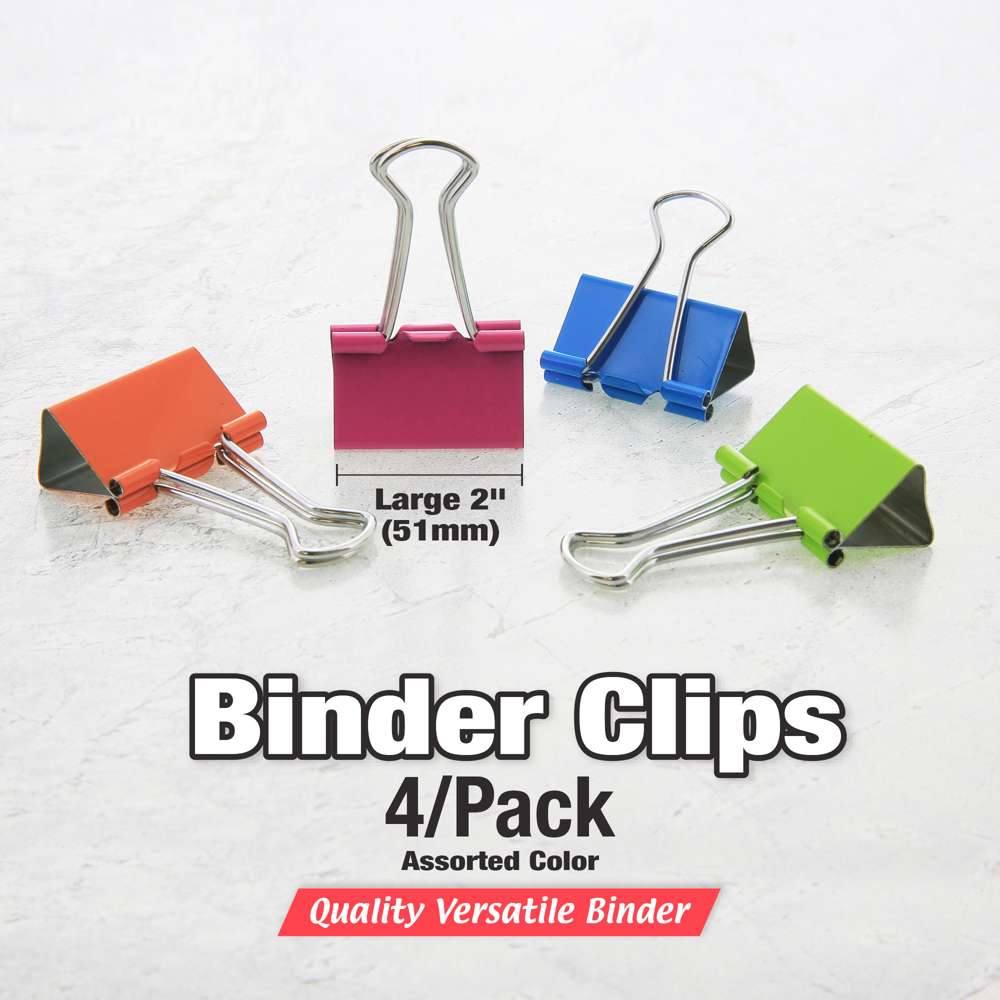 2 Inch Extra Large Binder Clips (24 Pack), Assorted Colors, Colored Jumbo  Paper Clips, Big Paper Clamps, Binder Clips Large Size for Home, School and
