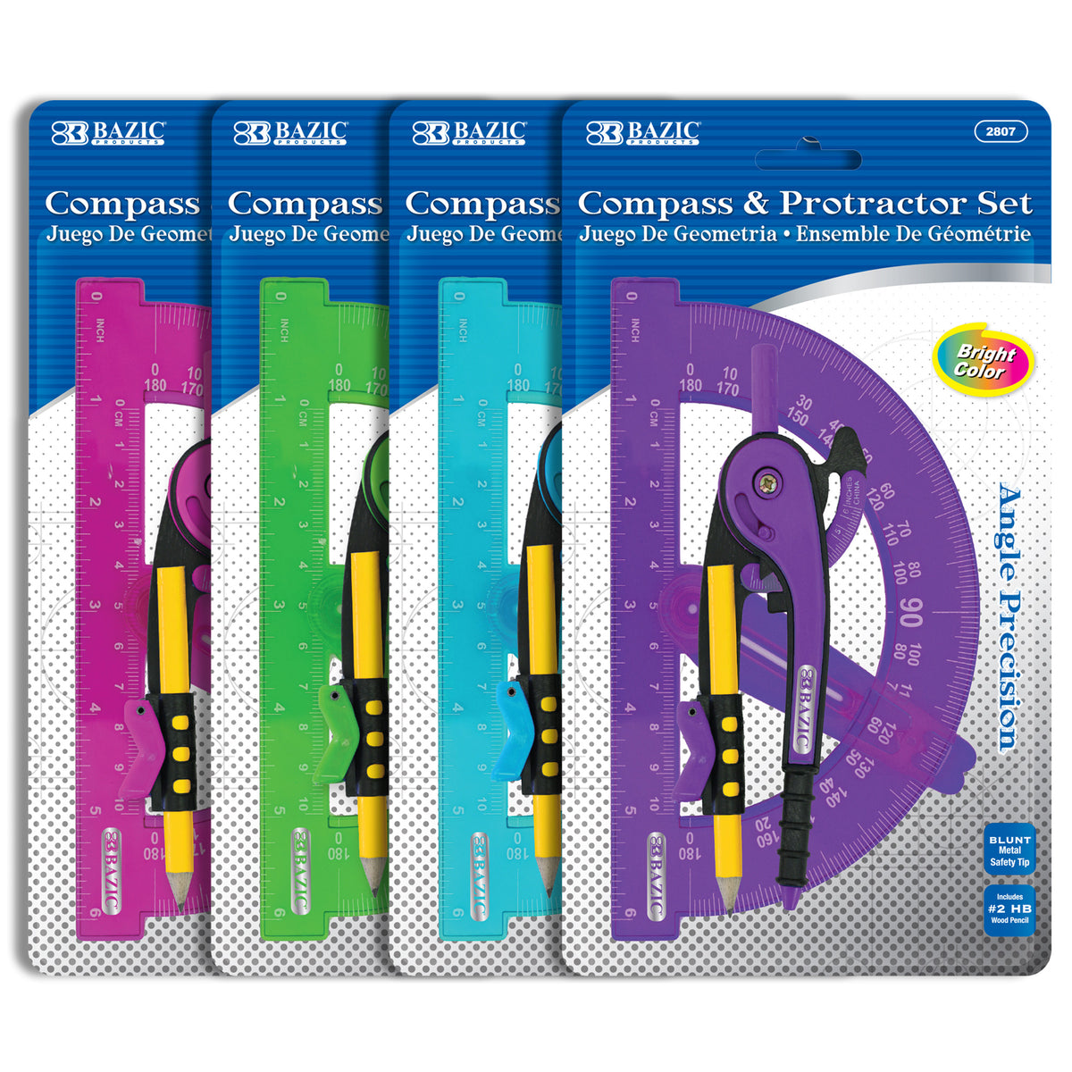 BAZIC Scale-Arm Compass with #2 Pencil and 6 in Protractor