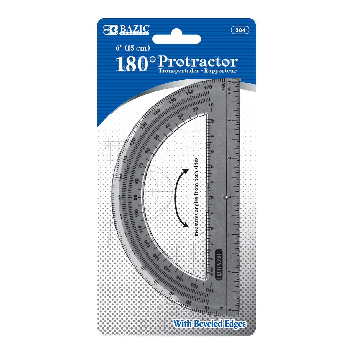 BAZIC 6 in Semicircular Protractor, 180 Degree