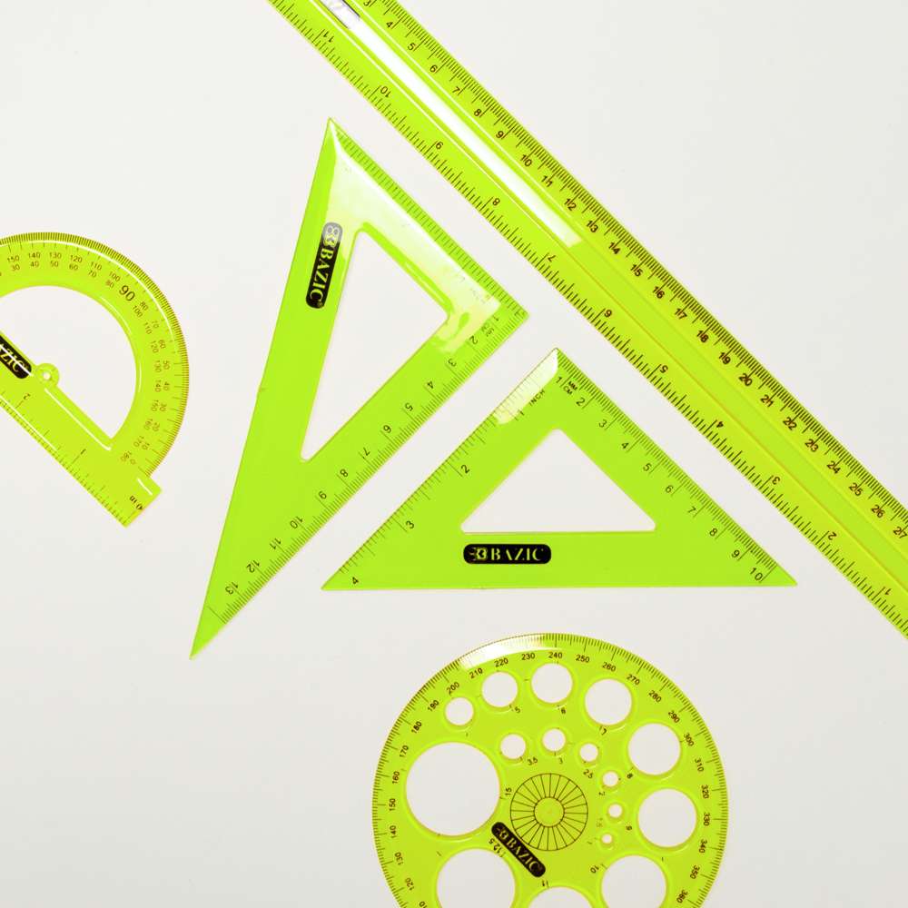 20cm Plastic Ruler Triangle Protractor Set for Drafting Drawing