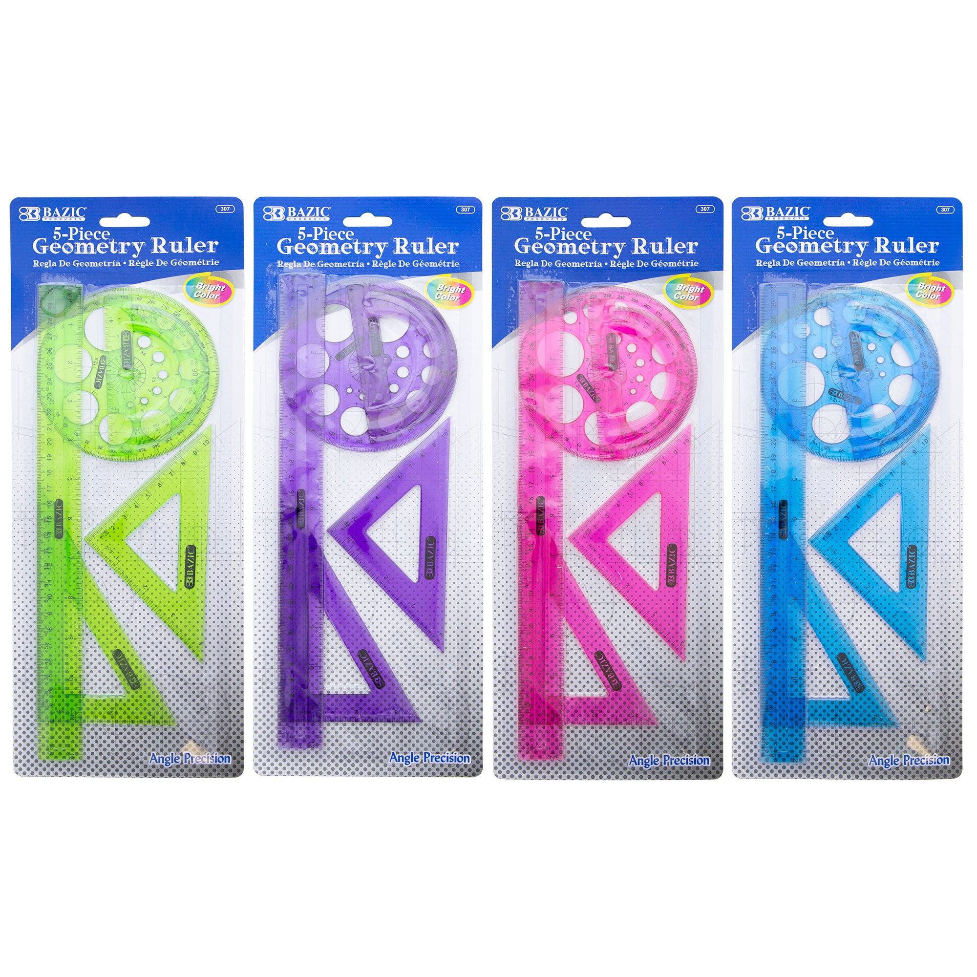 5-Piece Geometry Ruler Combination Sets
