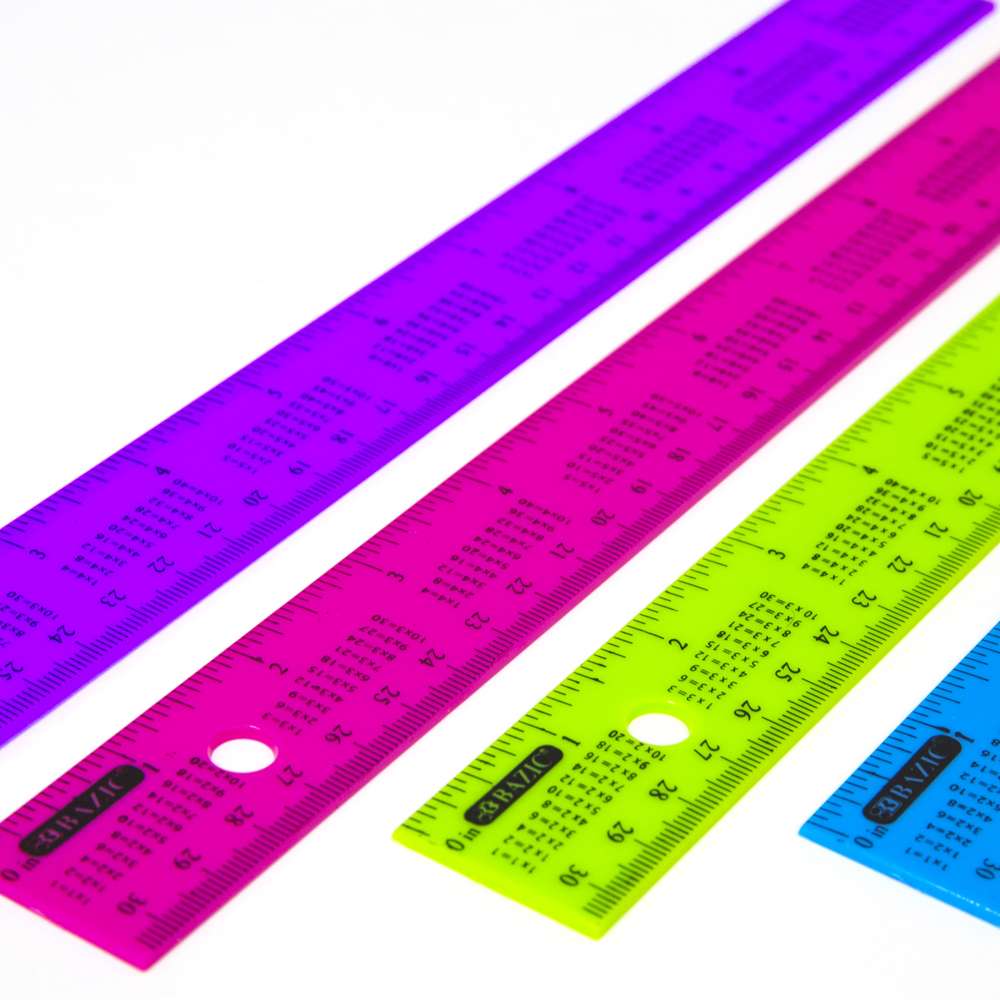 12 Wood Primary Ruler: 1/8 Scale - Set of 36 - Measurement