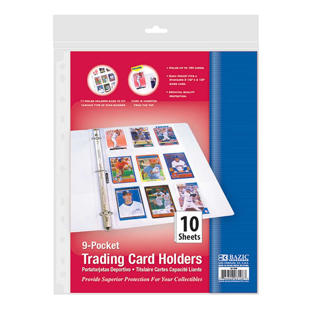 9-Pocket Trading Card Binder Sleeves for 3 Ring Binders