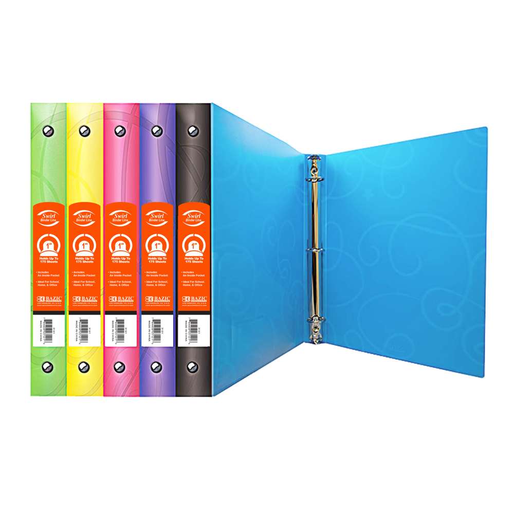 1" Swirl Poly 3-Ring Binder w/ Pocket