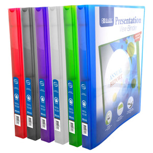 3 Ring Binder 1/2" Poly Presentation View Binders - Assorted Color, 6-Count