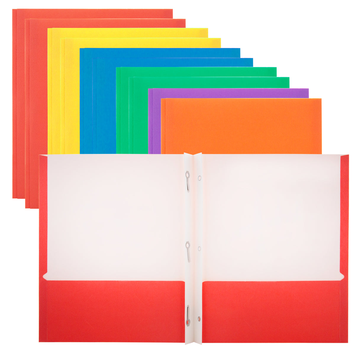 BAZIC Assorted Color Paper 2-Pocket Folder with Prongs