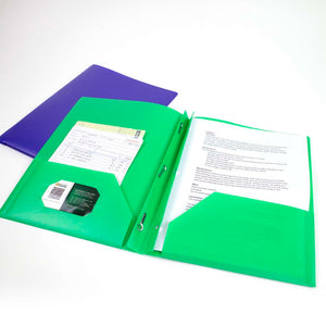 Poly 2-Pockets Portfolio - Solid Color w/ 3-Prong Fastener