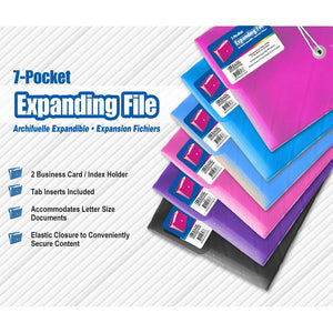 Expanding File Letter Size Translucent  Poly 7-Pocket