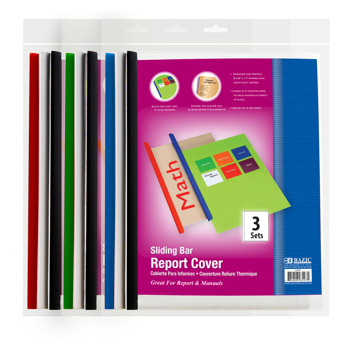 Clear Front Report Covers w/ Sliding Bar 