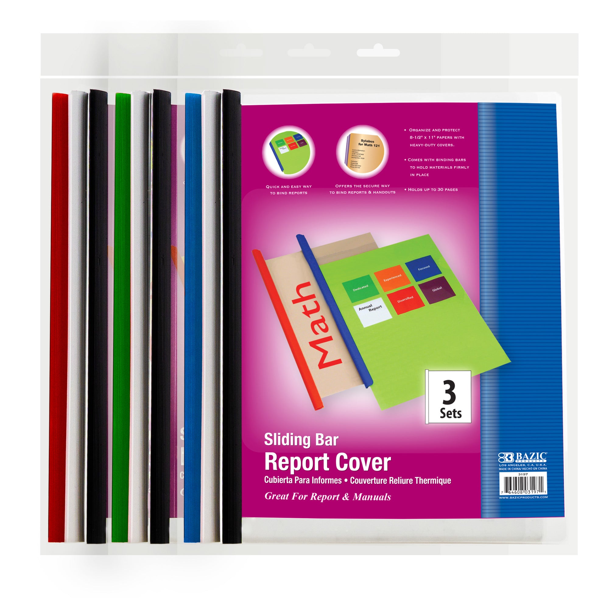 Clear Front Report Covers w/ Sliding Bar 
