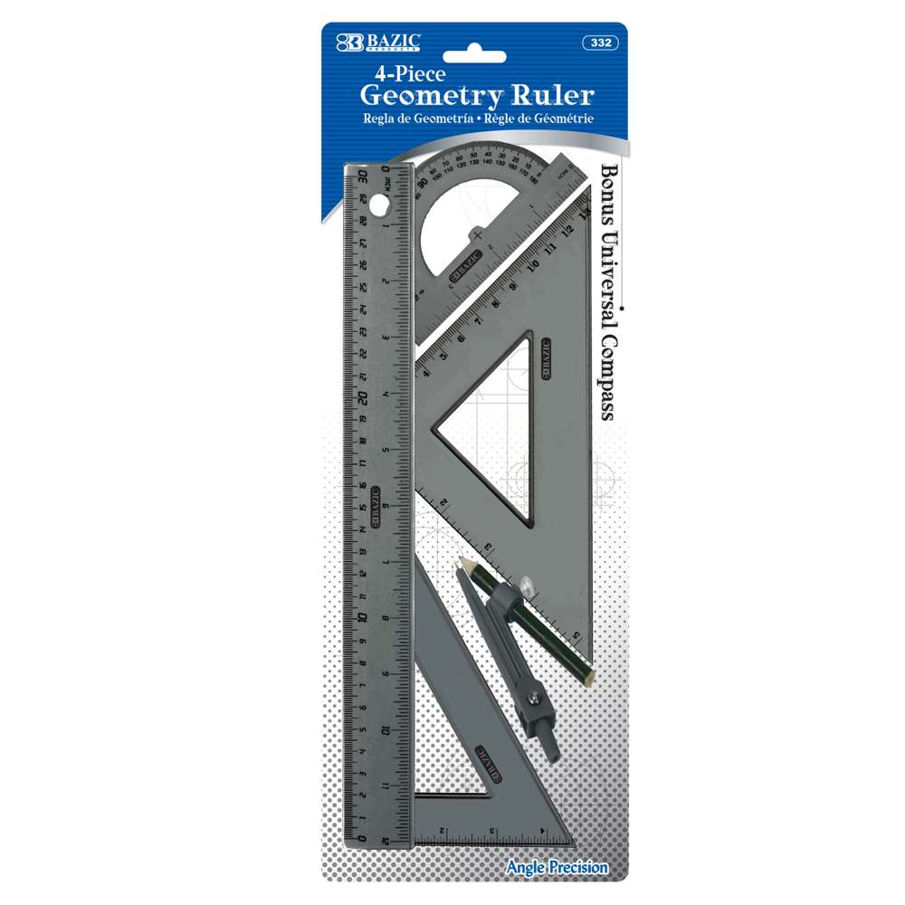 4-Piece Geometry Ruler Combination Sets
