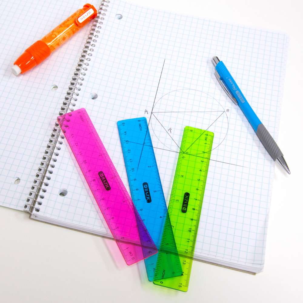 Jeweltones Color Plastic Ruler 12 (30Cm), Inches Centimeter