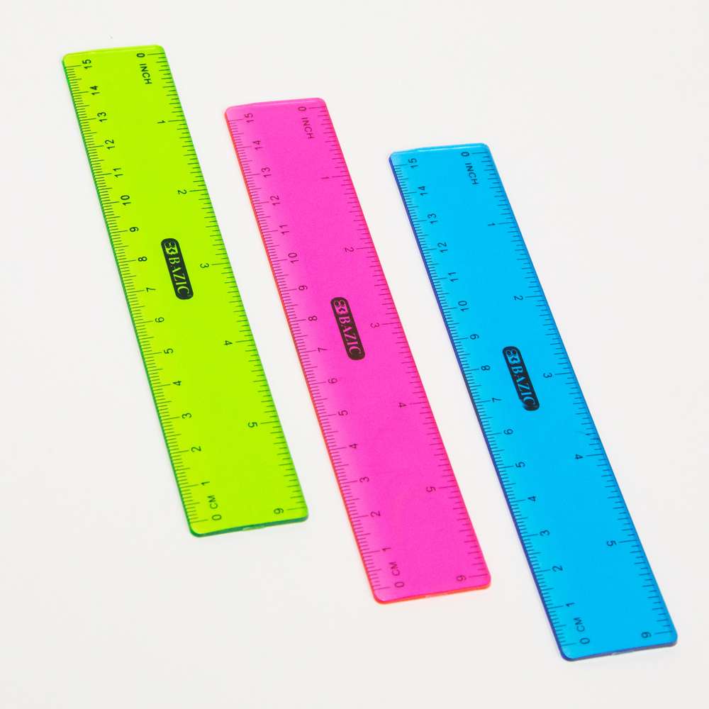 12 Plastic Rulers - Flexible, Assorted