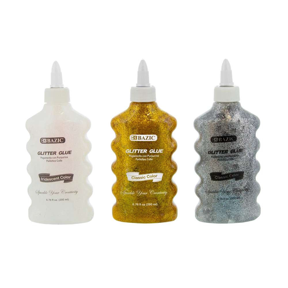 6.76 FL OZ (200 mL) Iridescent/Silver/Gold Color Glitter Glue
