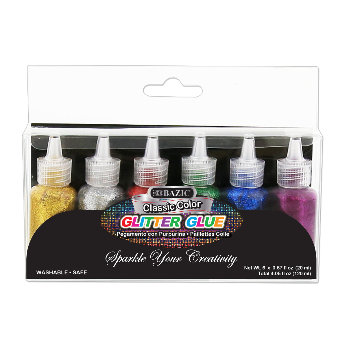 0.67 FL OZ (20 mL) 6 Classic Color Glitter Glue